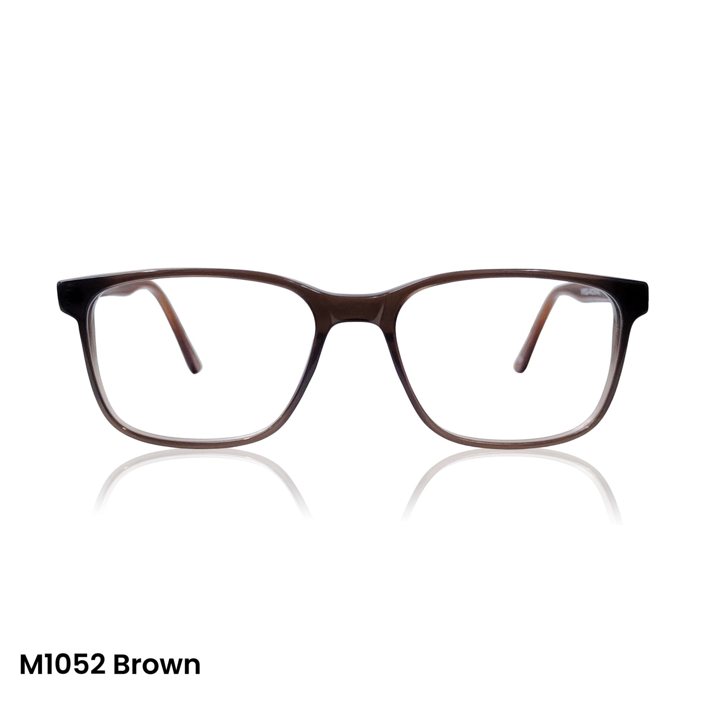 M1052/ UNISEX Premium brown square frame paired with digital progressive lenses featuring a wide corridor for smooth, comfortable vision at all distances.