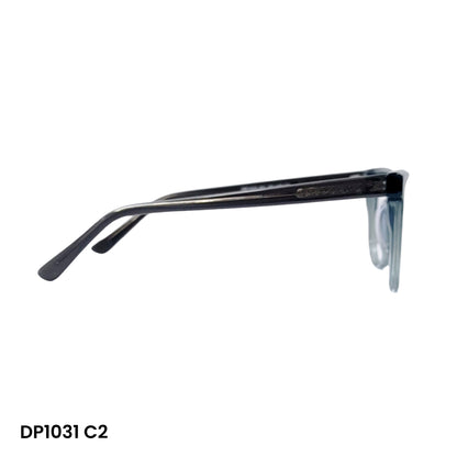 1031 C2 Premium grey transperent square frame paired with digital progressive lenses all distances. featuring a wide corridor for smooth, comfortable vision at