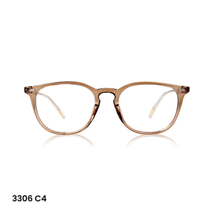 3306 C4/ UNISEX Premium brown frame paired with digital progressive lenses featuring a wide corridor for smooth, comfortable vision at all distances.